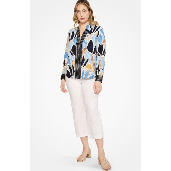 Nic and Zoe Women's Sapphire Shade Blouse Button Front Long Sleeve Size XS - Picture 3 of 13